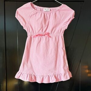 Vintage PleaseMum gingham cotton linen blend  Pink Checkered Casual Dress sz 3-4